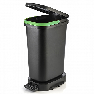 Изображение товара Бак мусорный с педалью Be-Eco, 20 л, черный/зеленый